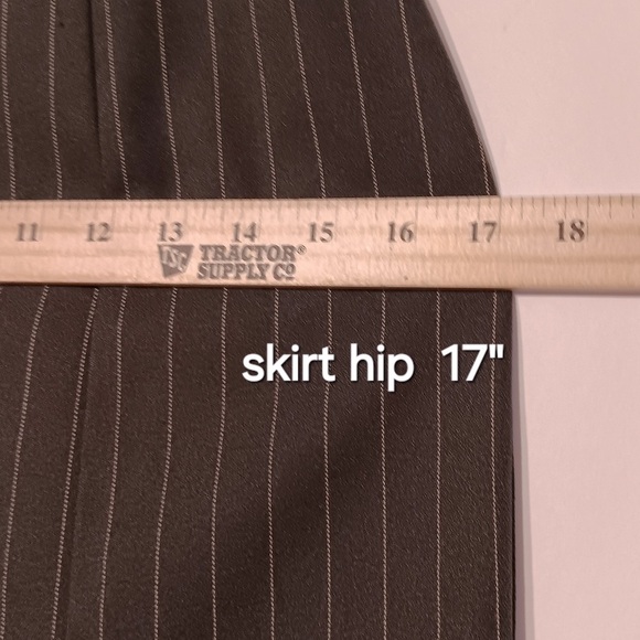 VTG 90 USA Gorpcore Goth Black Pin Stripe Suit Blazer Mini Skirt 3/4 Long Sleeve - Picture 13 of 16